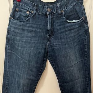 Lucky Brand Men's Size 34x30 221 Original Straight Dark Wash Blue Denim Jeans